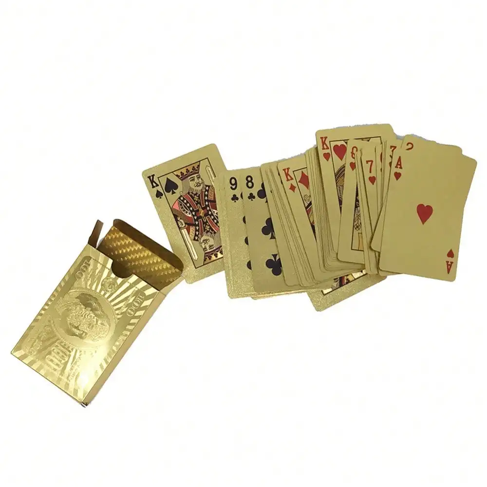 

Luxury 24K Gold Foil Poker Playing Cards Deck Carta De Baralho With Box Good