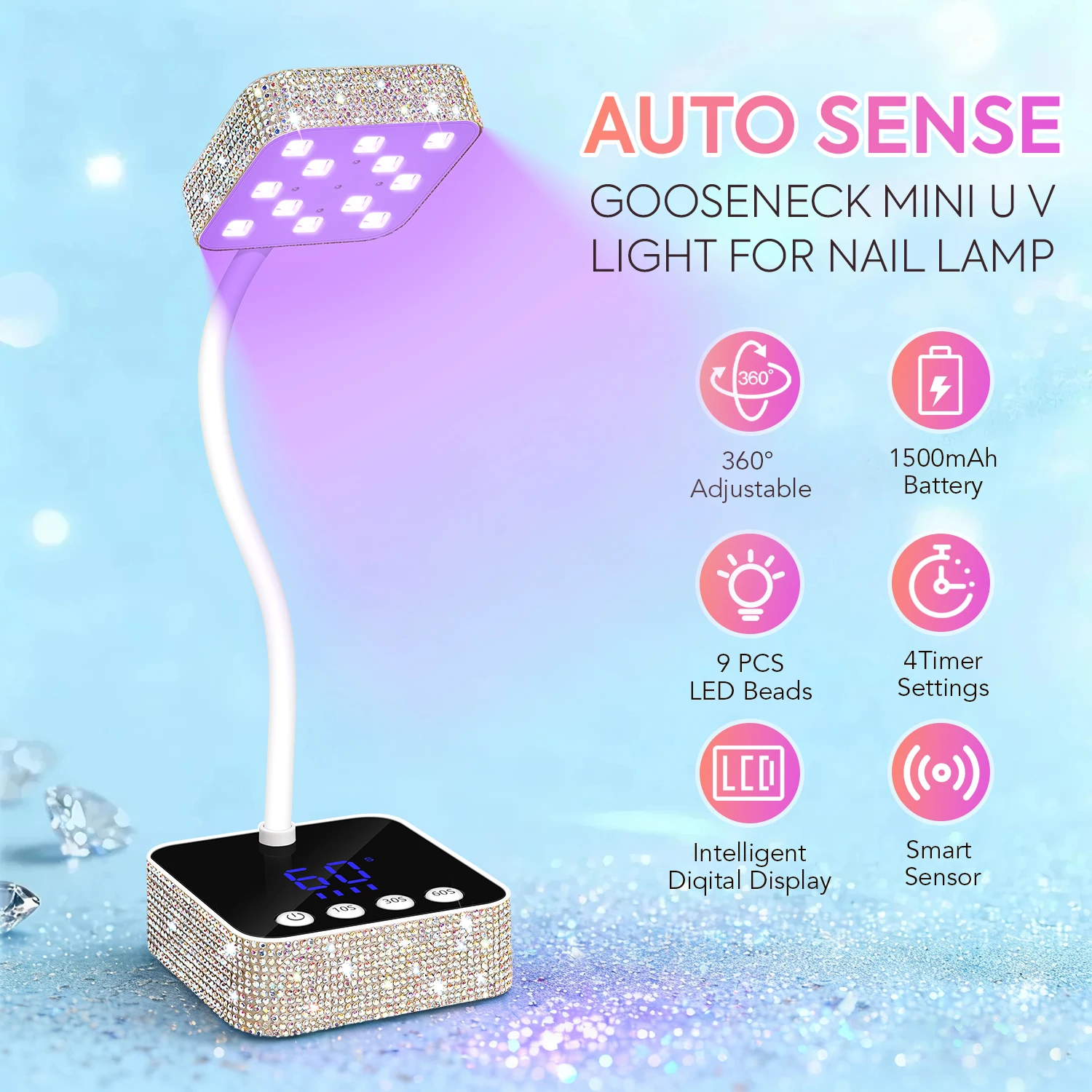 36W 무선 네일 램프 12LEDS UV LED 네일 드라이어 자동 감지 충전식 빠른 건조 네일 라이트 360 °   구부릴 수 있는 테이블 램프