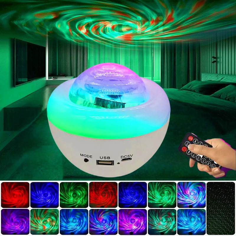 Double Effect Vortex Aurora horse remote control Bluetooth audio music star projector lamp sound control atmosphere lamp LED bed