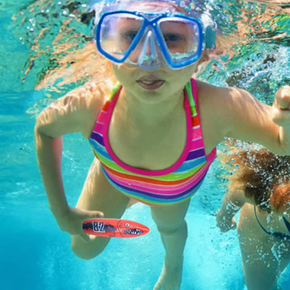 4 قطعة الصيف الطفل القرش صاروخ رمي لعبة المياه التعليمية حمام لعبة أطفال حمام سباحة الغوص لعبة المياه متعة ألعاب لعبة حمام السباحة هدية