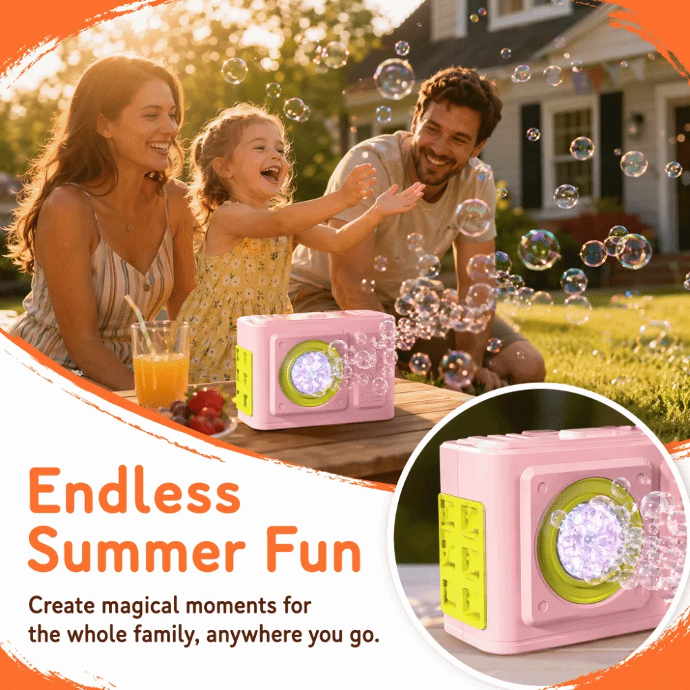 Rechargeable Bubble Machine Leak Resistant Leak-Proof Electric Bubble Blower Remote Control Cooling Fan Automatic Bubble Machine