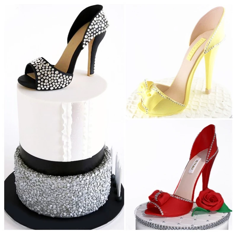 Aomily Silicone Stainless High Heel Fondant Cake Mould Kit Women Shoe Shape Chocolate Cookies Mold Birthday Party Cake Tools
