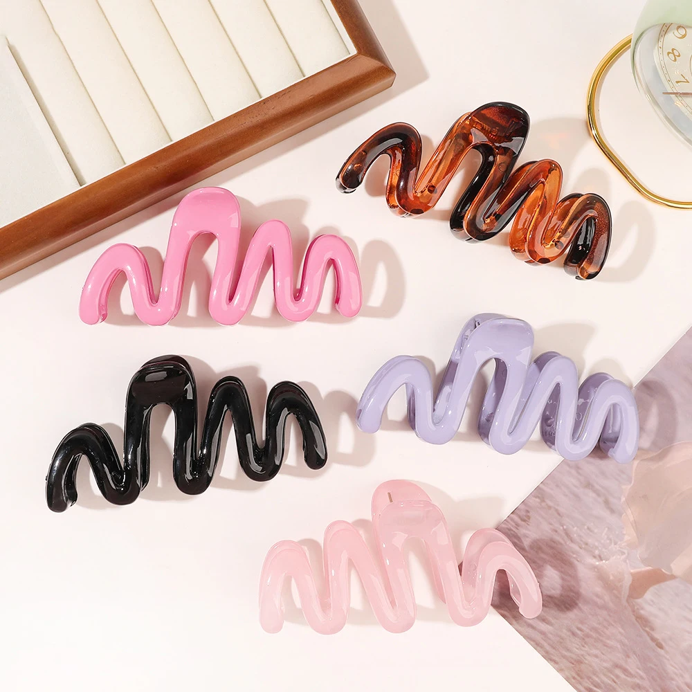 New in Colorful Color Wave Crab Hair Claw Clip for Women Girls Fashion Korean Large Hairpin Claws Clips Accessories Headdress