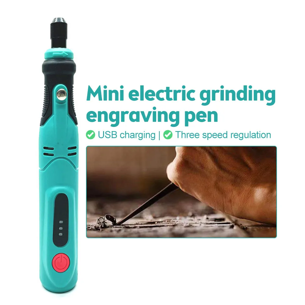 USB Rechargeable Electric Drill 3-speed Adjustable Electric Grinding Engraving Pen DIY Cutting Drilling Polishing Engraving Tool