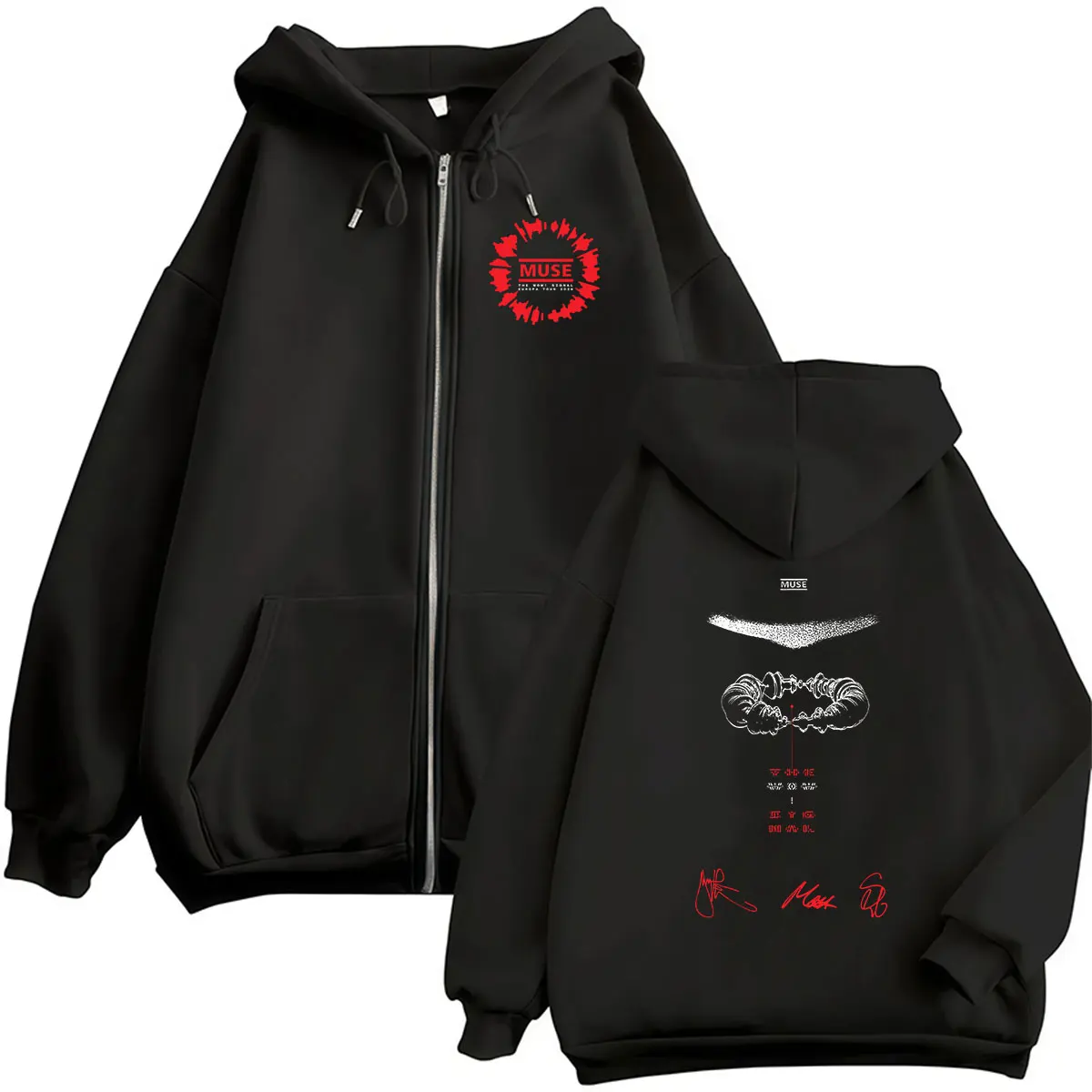 MUSE Band The Wow! Signal Tour 2026 Zipper Hoodie Men's Hip Hop Fashion Pullover Coats Sweatshirt Man Gothic Long Sleeve Hoodies