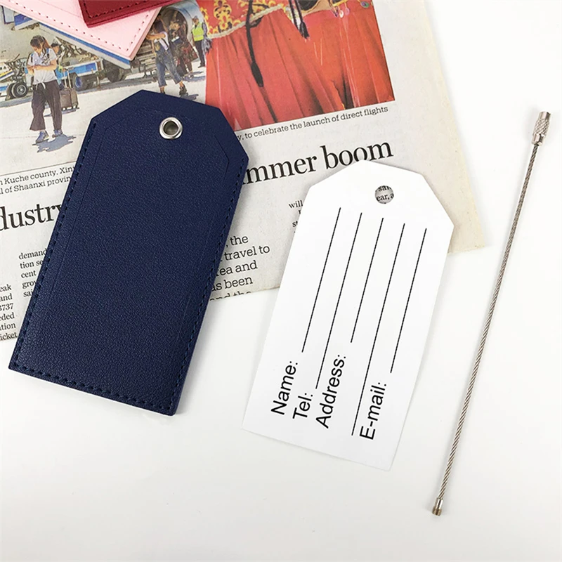 Boarding Pass Metal Lanyard Hot Stamping Paper Card Hardware Buckle Pendant Check-in Tag Boarding Pass Leather Luggage Tag