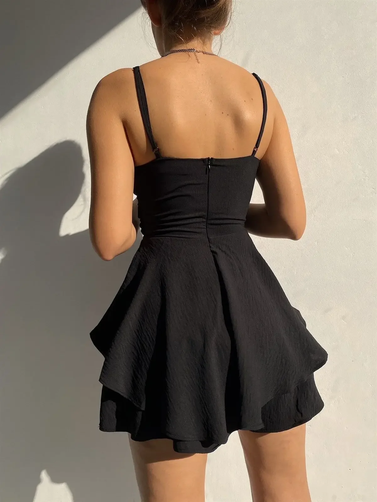 BluWin Slim Suspender Strap Sexy Jumpsuits Y2k Ruffles Rompers Summer Casual Threaded Slip Playsuits Female Elegant Skirt Pants