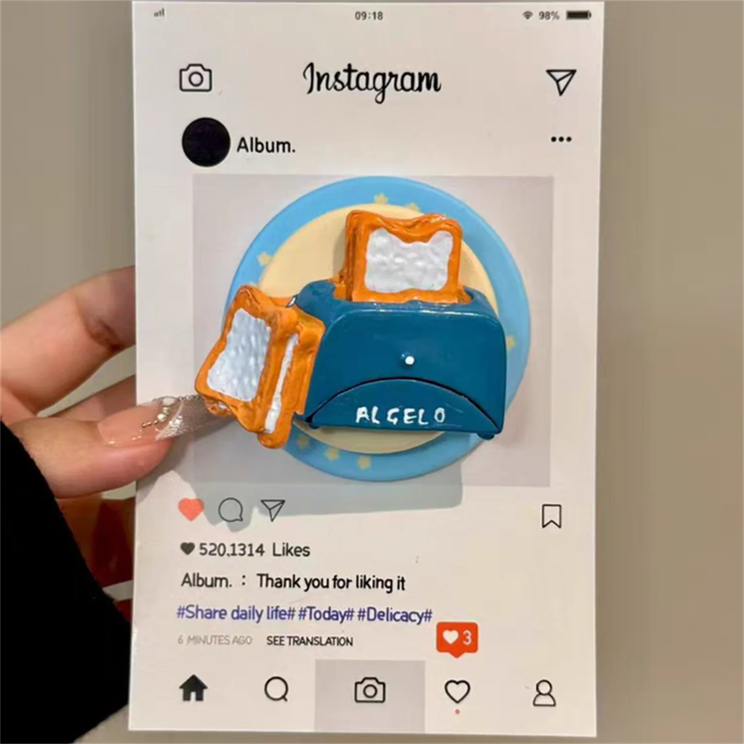 

Fun toast bread magnetic stand for Magsafe Grip Tok Griptok Bracket Phone Holder Support For IPhone Samsung Pad Smart Tok