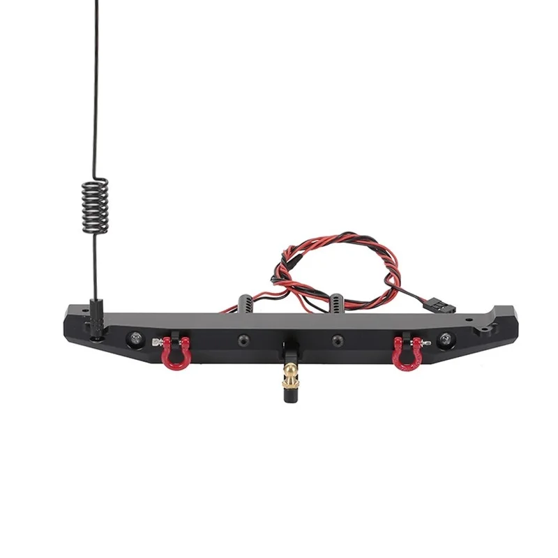 Metalowy tylny zderzak z anteną i światłem LED do samochodów RC typu crawler 1/10 Axial SCX10 II III 90046 TRAXXAS TRX4 - części tuningowe