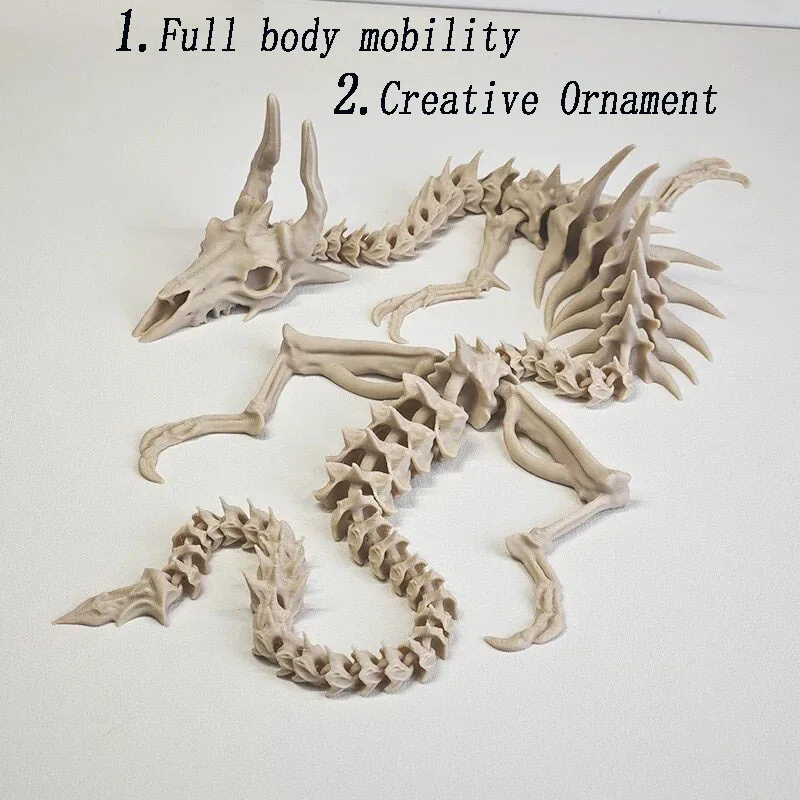 3D Printed Movable Skeleton Dragon Hinge Toy Bone Dragon Desktop Decoration Creative Gift for Office Decor