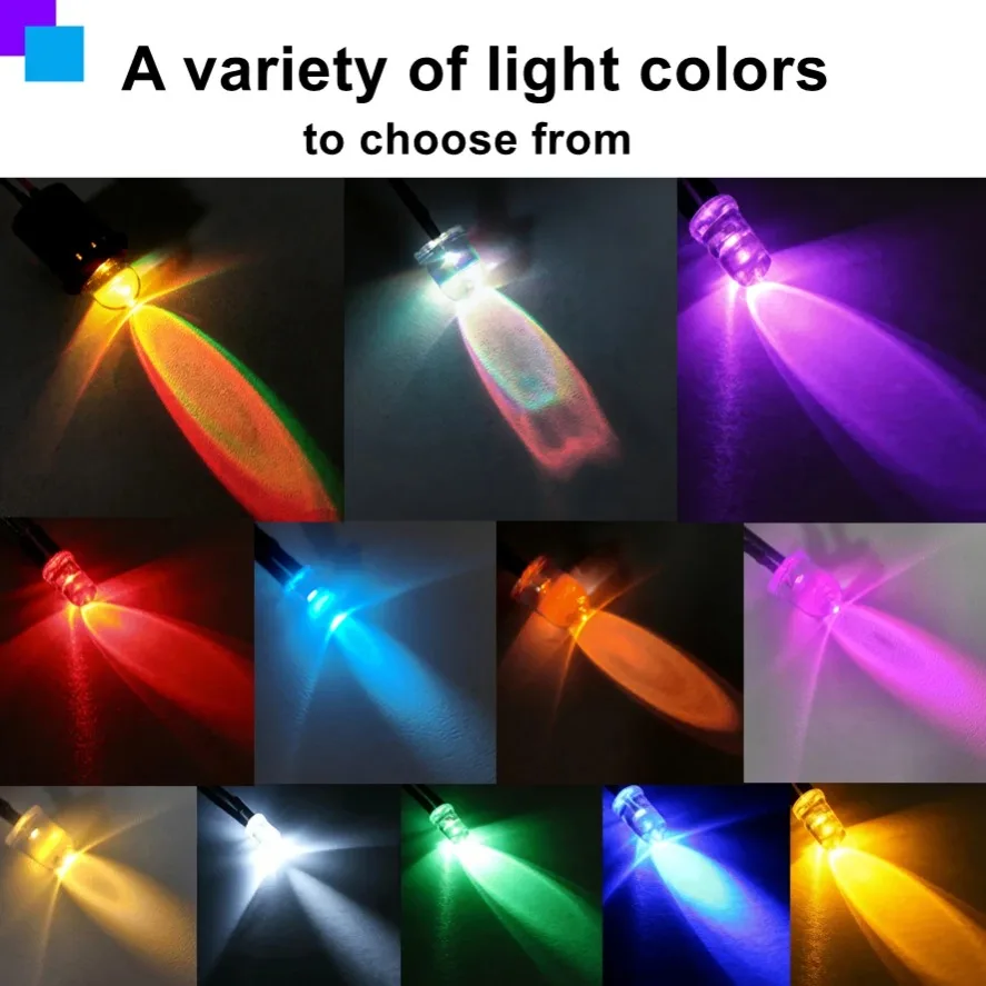 10/20PCS 5mm LED Diode Kit UV Prewired 5V 12 V Light Emitting Indicator RC Lamp Warm White Red Green Blue Yellow Orange Purple P image 2