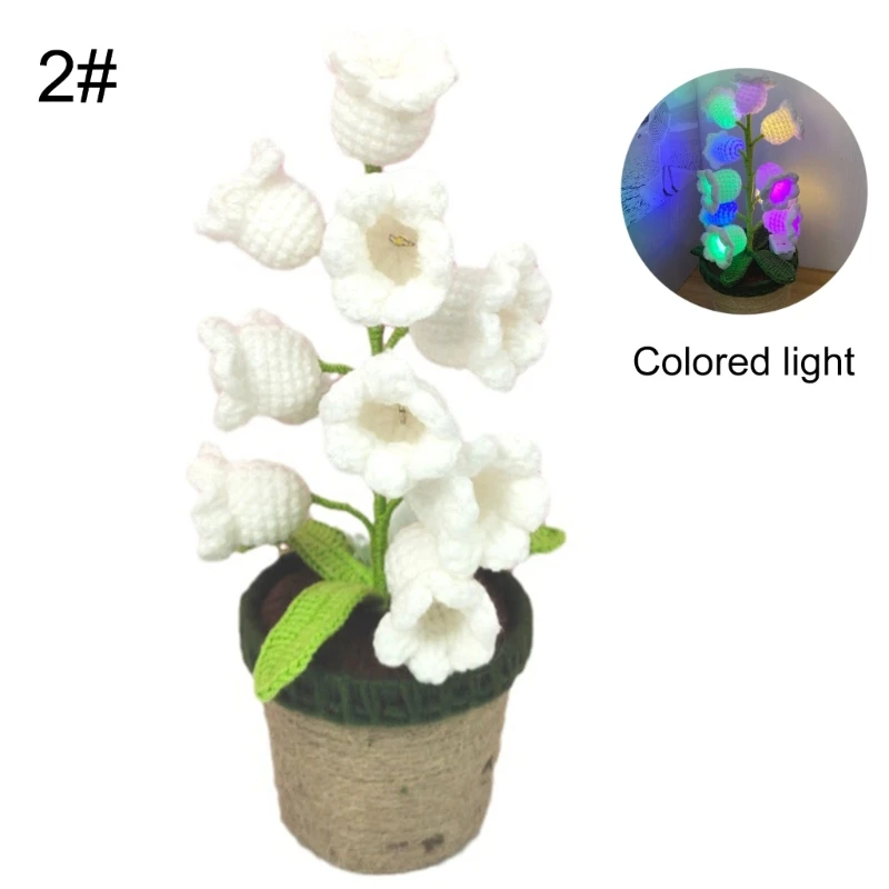 Comfortable Knitted Flower Plant LED Light Crocheted Flower Light