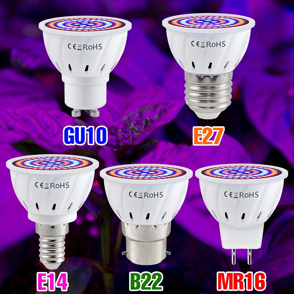 9W 7W 5W LED E27 Grow Light Bulb E14 Plants Lamp GU10 Spotlight MR16 For Interior Flower Growth Box Cultivation Lamps B22 AC220V