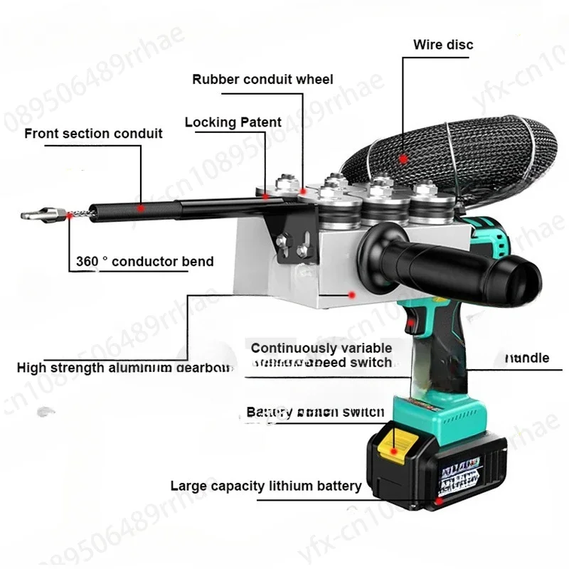 Electrician Wire Threader Stringing  Electric Cable Threading Machine Through Wall Pull Line Wire Guide Tools