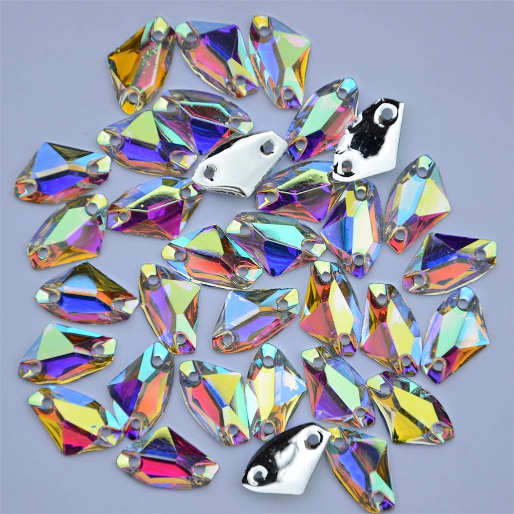 AAAA+ Axe Shaped Crystal AB sew on Beads flatback resin sew on Rhinestones Sew On stones стразы For DIY Clothes Accessories