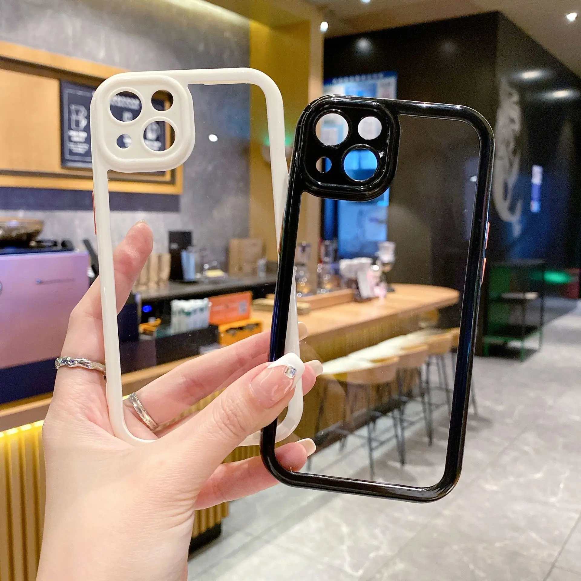 透明アクリル電話ケース,iPhone 15,14,13,12,11,xr,xs,pro max,ファッション,無地,シンプルに適しています