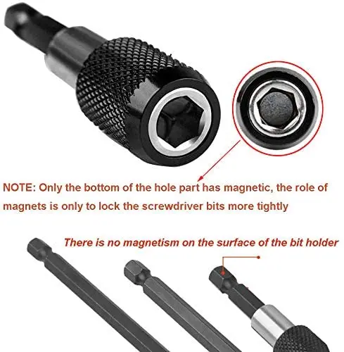 3 Chiếc 1/4 Inch Chuôi Lục Giác Từ Hạt Mũi Mở Rộng Nhanh Chóng Phát Hành Vít Giữ Tác Động Driver Bit 2/4/ 6 Inch