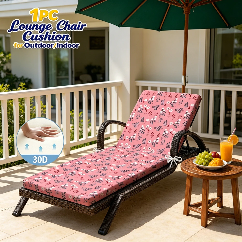 Breathable Lounge Recliner Pad Cushion, Soft Replacement Cushion Universal Size with Ties for Indoor Outdoor Balcony Poolside