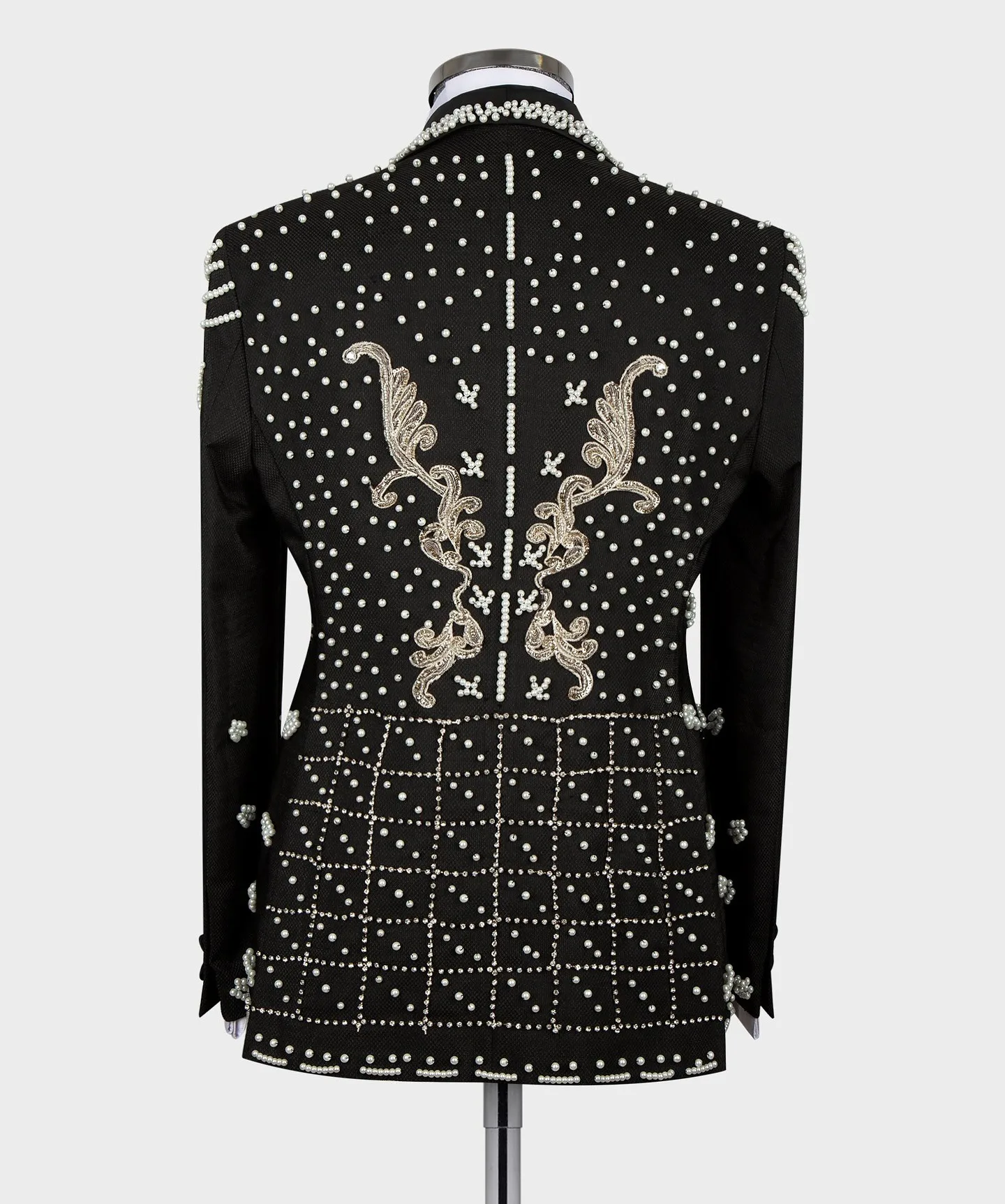 Luxury Wedding Tuxedos Beads 2-Piece Blazer Pearls Single Breasted Formal Prom Jacket Slim Fit Custom Made trajes para hombre