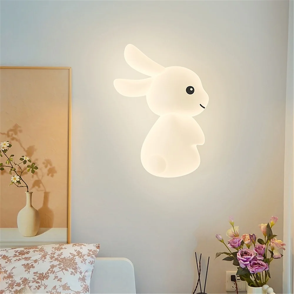 Imagem -04 - Cartoon pe Iron Art Led Lâmpada de Parede Coelho Windmill Lantern Mesa de Cabeceira Night Light Home Deco Corredor Sconces Cute Kids Bedroom