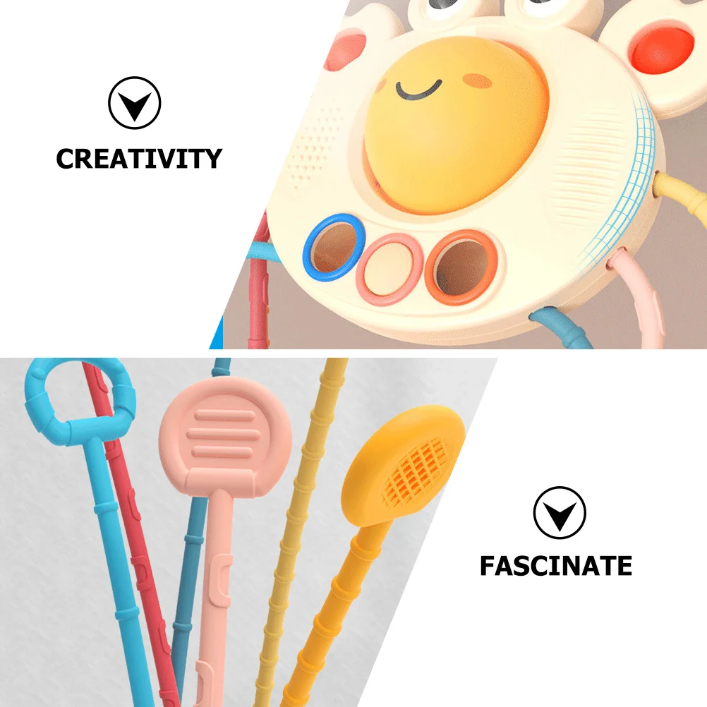 Crab Pull String Interactive Silicone Baby Sensory Teething Educational Pull String Early Learning Gift Toddler Toys