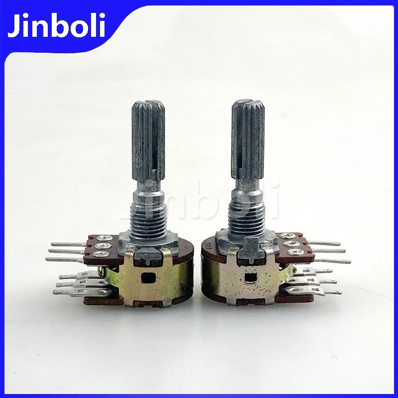 2PCS 16 Type 6Pins Double Potentiometer A10K Computer Speaker Audio Amplifier Volume Adjustment Handle Length 25mm