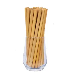 100Pcs 20cm 재사용 가능한 리드 빨대 청소 브러시가있는 친환경 바 파티 마시는 빨대 천연 생분해 성 칵테일 빨대