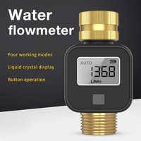 Digital Water Flow Meter Brass Inlet Outlet IPX5 Waterproof Water Consumption Test for Outdoor Garden Watering Irrigation Hose
