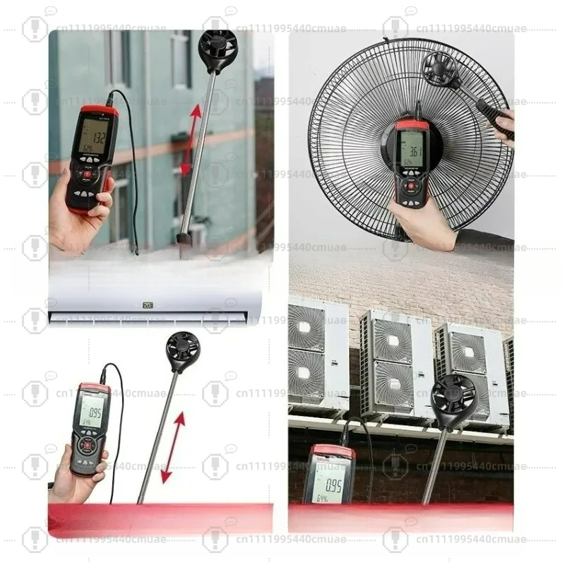 Speed Air Flow Temperature Digital Anemometer Instrument Air Volume Direction Humidity Data Hold