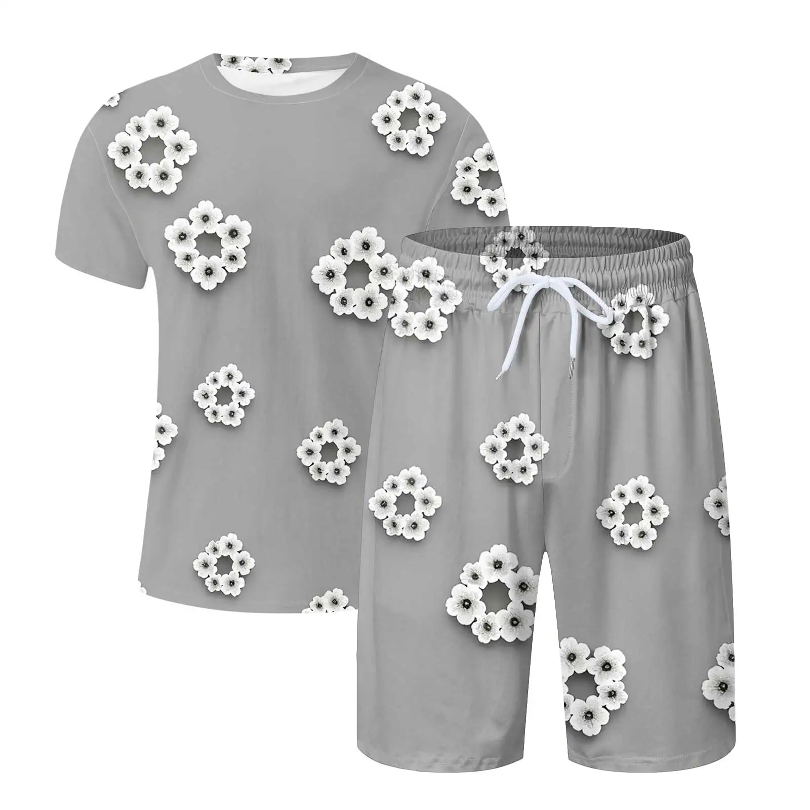 

Mens Suit Separates Men's Short Sleeve Shorts Suit Wreath Multicolor Printed Sports Hip Hop Suit Chinese Suits for Men