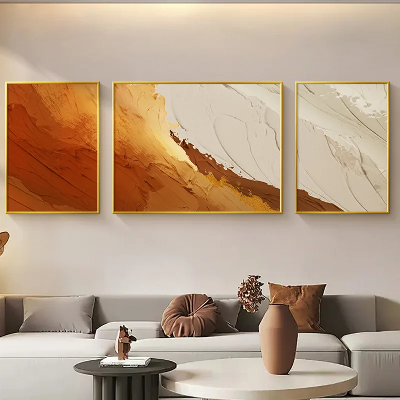 100% Hand-Painted Minimalist Abstract Canvas Wall Hanging Painting, Abstract Sofa Background, Grand and Luxurious Living Room