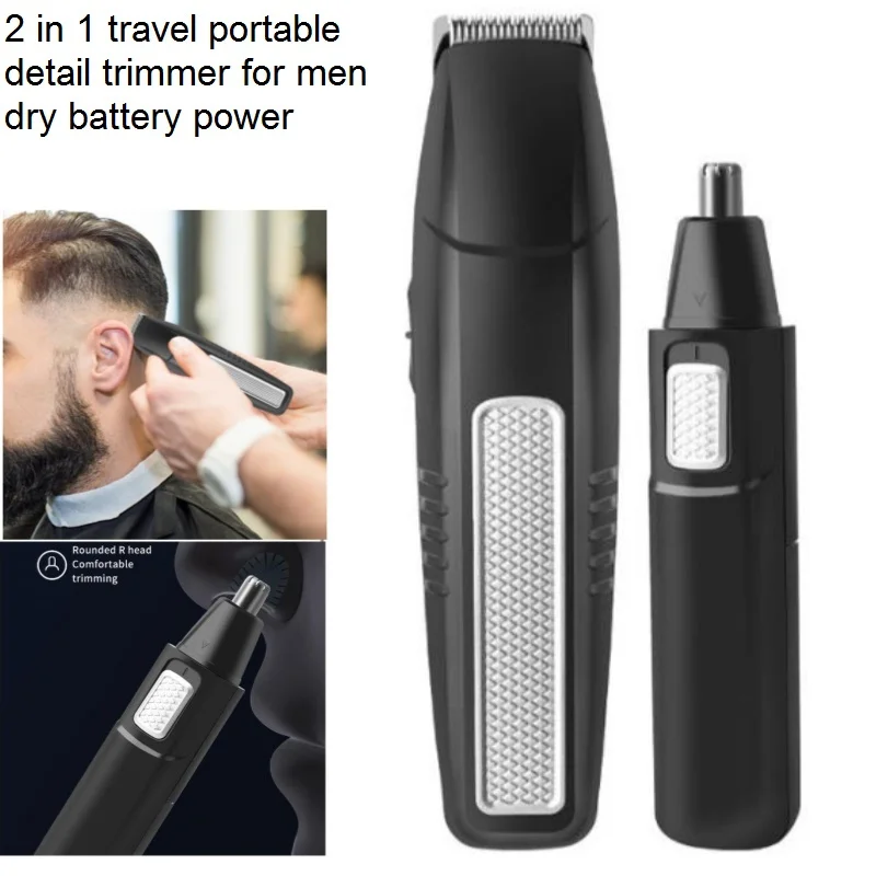 Portable Dry Battery Trimmer For Men Beard Style Face Haircut Mustache Sideburns Clipper Face Grooming Razor Nose Hair Cutter