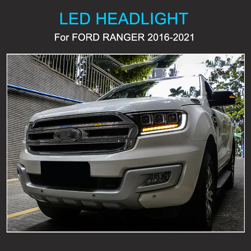 1 زوج LED مجموعة مصابيح أمامية لفورد رينجر 2016-2021 المصباح التوصيل والتشغيل مع LED DRL الديناميكية تحول مصابيح أمامية