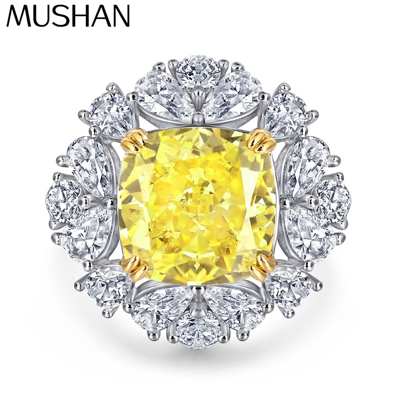 

MuShan Jewelry 925 Sterling Silver Ring Wedding Band High Carbon Diamond Birthday Gift Glamorous Style Women Rings Fine Jewelry