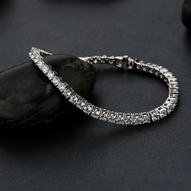 Full Moissanite Tennis Bracelet with GRA Certified 5mm Luxury Diamond Bracelets 925 Sterling Silver Plated Gold for Men Women