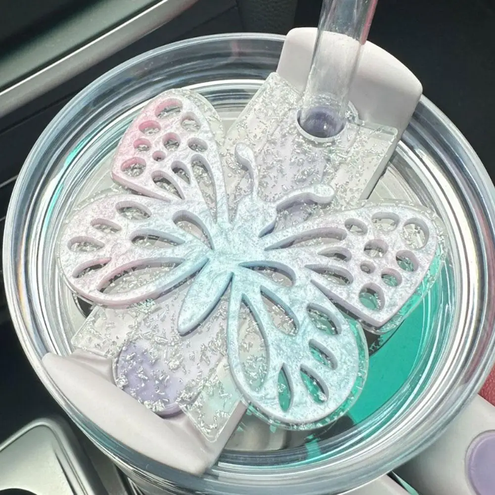 DIY Replacement Lids For Stanley Silver Foil Bottom Butterfly Popsicle Cup Straw Label For Stanley Topper 40oz Cup Lid Decoratio