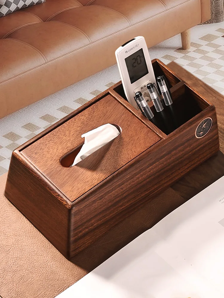 

Walnut Multi-Functional Tissue Box Living Room Luxury Tea Table Remote Control Storage Box Dining Table Wood Tissue Box