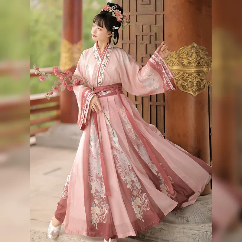 Женский костюм Hanfu, элегантный традиционный китайский стиль, платье принцессы ханьфу, костюм Тан в старинном фольклорном стиле, Сказочная одежда для выступлений