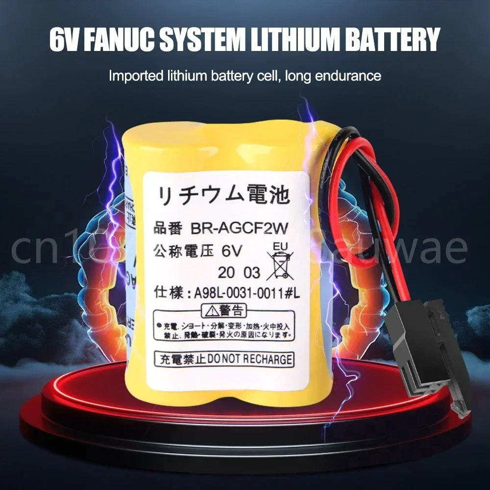 2 قطعة جديد BR-AGCF2W 6 فولت ل 2200 مللي أمبير ل FANUC A98L-0031-0011 ماكينة بتحكم رقمي بالكمبيوتر أداة البطارية المكونات السوداء