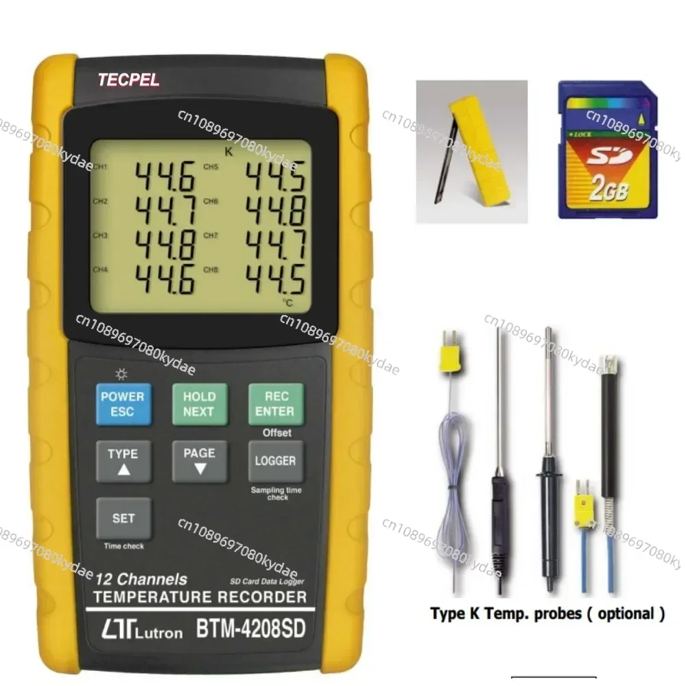 

TECPEL 12-канальный термопарный термометр, регистратор данных Lutron BTM-4208SD