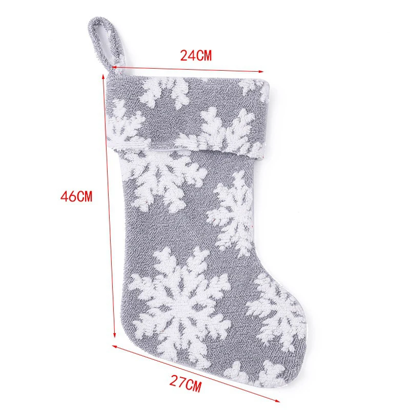 1PC Plush Snowflake Christmas Stocking Candy Bag Embroidery Gift Stocking Home DIY Christmas Hotel Party Decoration