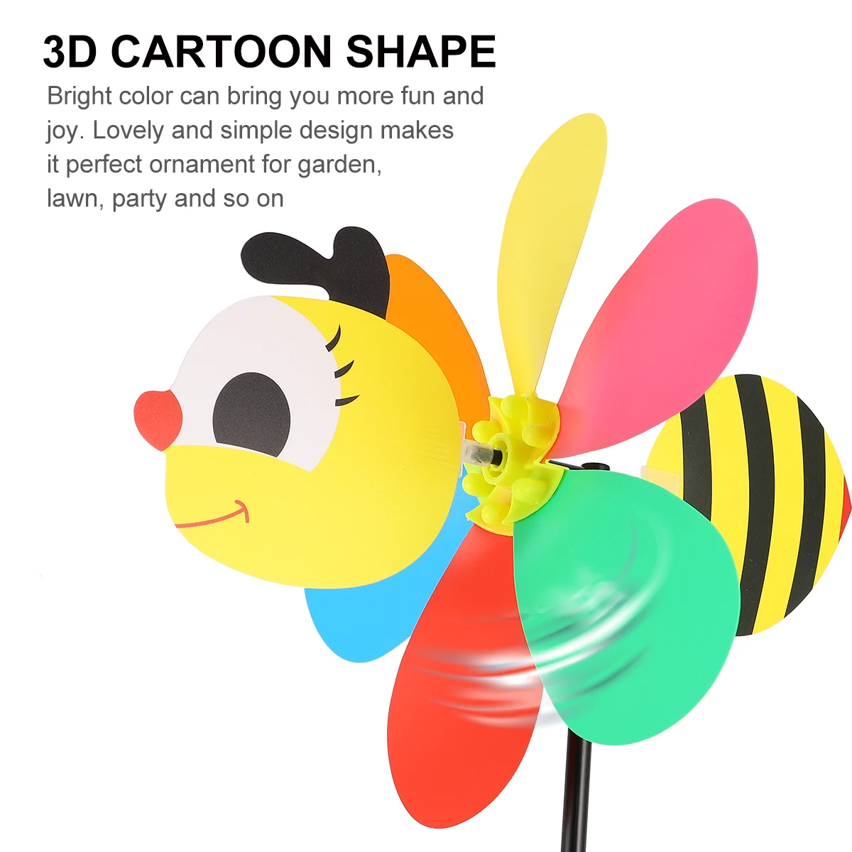 

5pcs 3D Bee Colorful Wind For Garden Lawn Outdoor Indoor Decor Honey Bee Windmill Waterproof Pinwheel Cartoon Windmill