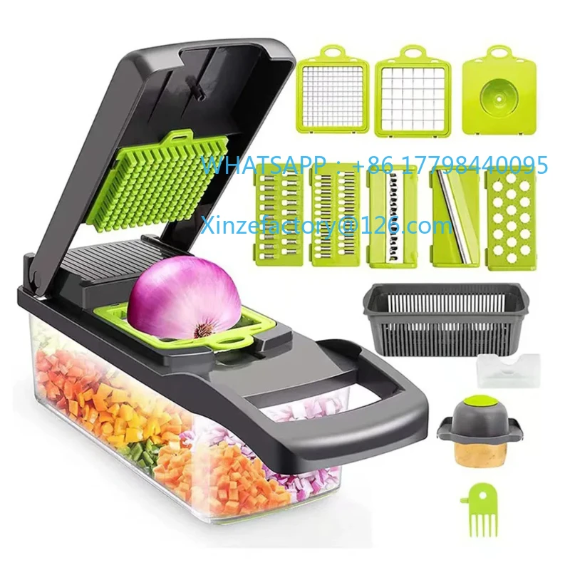 

Настраиваемый измельчитель овощей, мандолина, терка для сыра - измельчитель овощей для лука, салата с контейнером