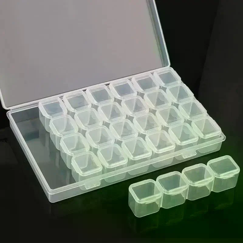 28 Grid Adjustable Plastic Bead Storage Box Clear Container Organizer for Small Parts Craft Supplies Home Office Use