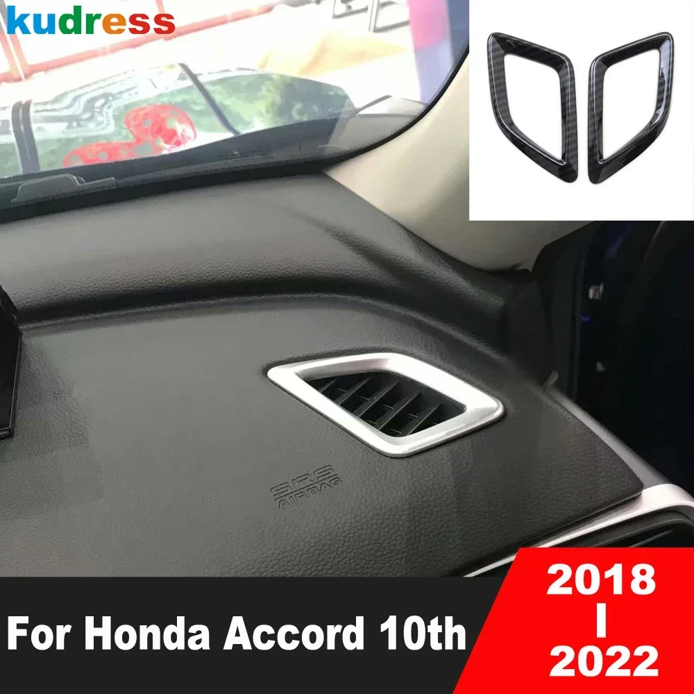 

For Honda Accord 2018 2019 2020 2021 2022 Carbon Fiber Car Front Upper Air Condition Vent Outlet Cover Trim Interior Accessories