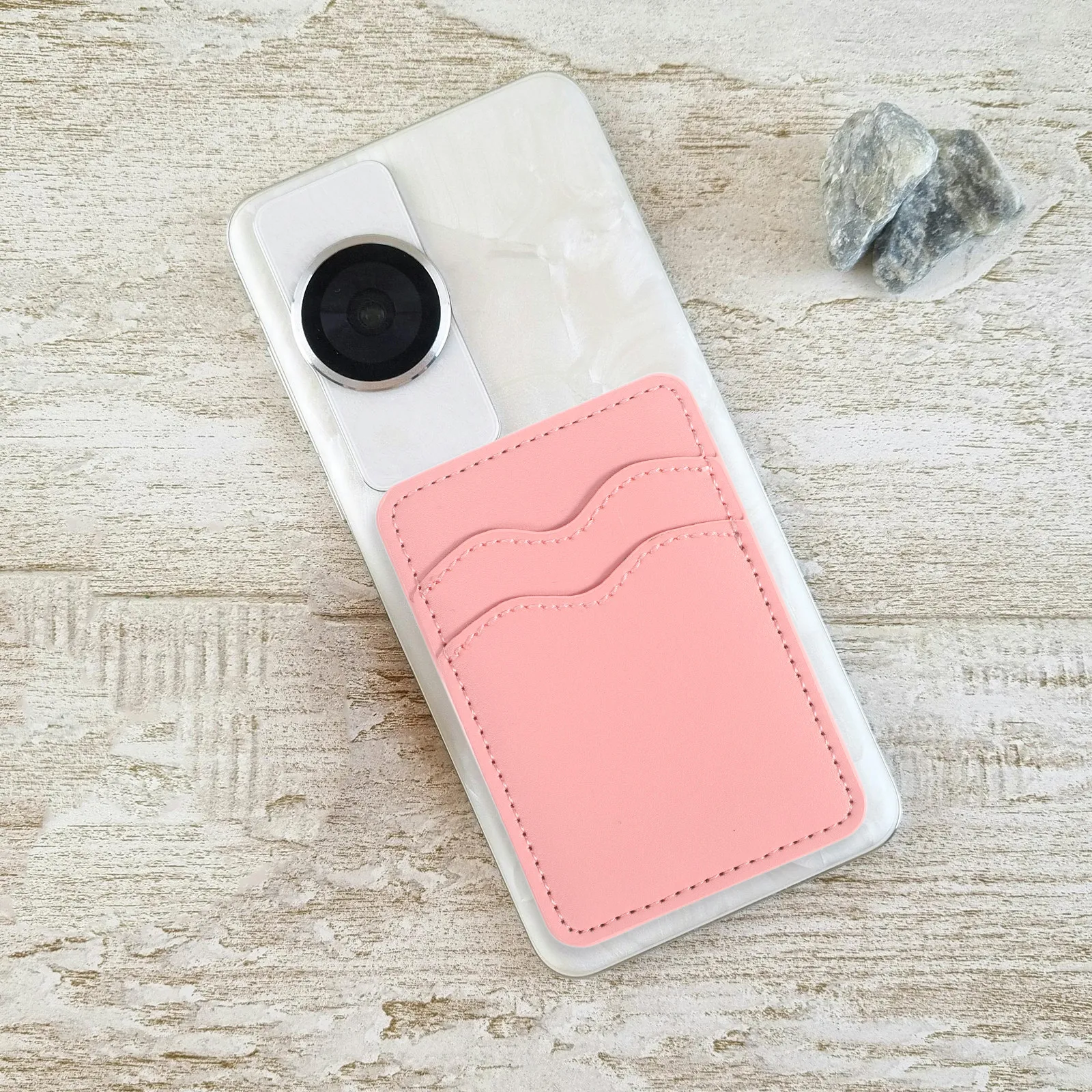 

Ultra Slim Fake Adhesive Phone Card Holder Dual Slot Wallet for Back of Phone Credit Id Business Cards Wireless Charging