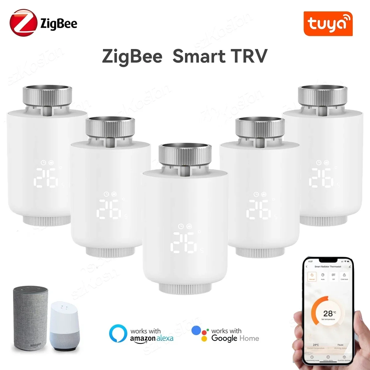 Tuya Smart Home ZigBee Radiator Actuator Temperature Controller TRV Thermostatic Radiator Valve For Alexa Google Home Assistant