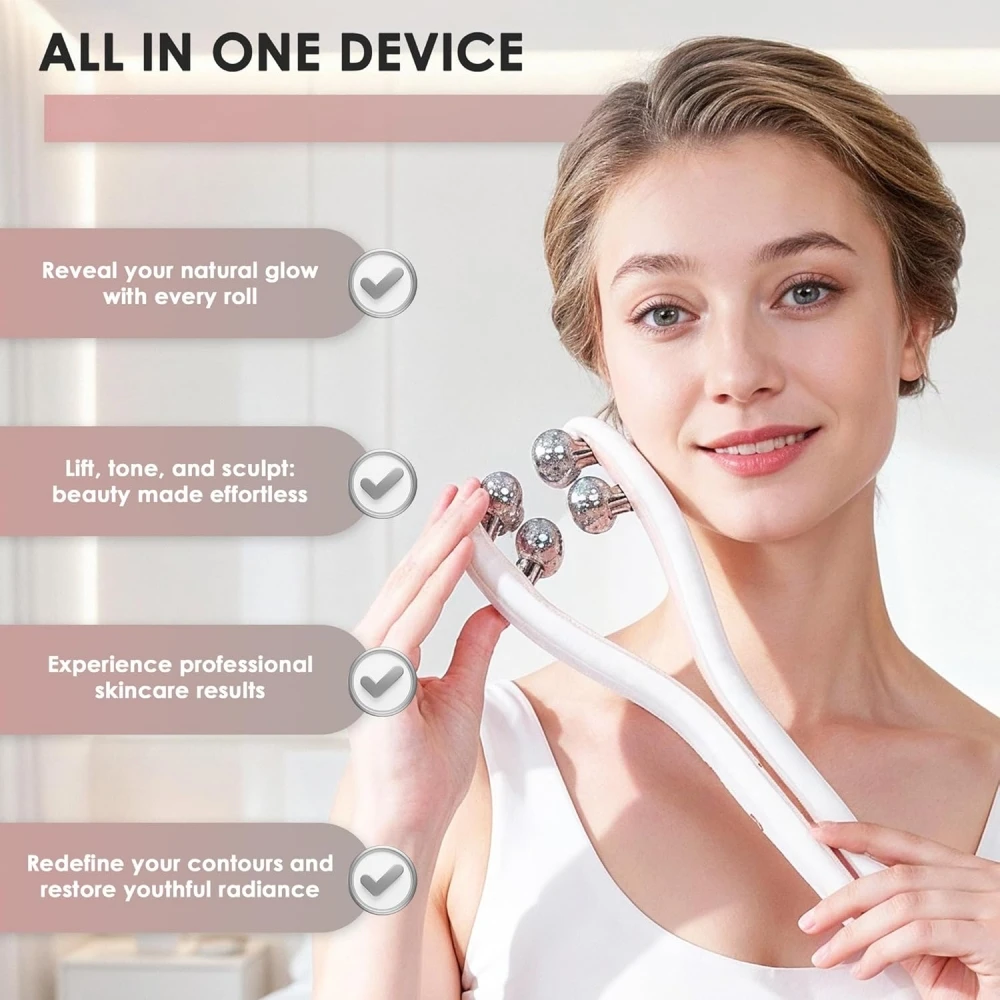 마이크로커런트 페이셜 마사지기 3D 롤러 얼굴 슬리밍 기기 V-페이스 탄력 및 리프팅 페이스 EMS 뷰티 페이셜 마사지기