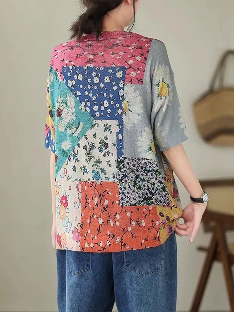 Max LuLu 2024 vestiti lavorati a maglia di lusso coreani moda donna stampati t-shirt larghe donna Casual floreale top Classic O Neck Tees