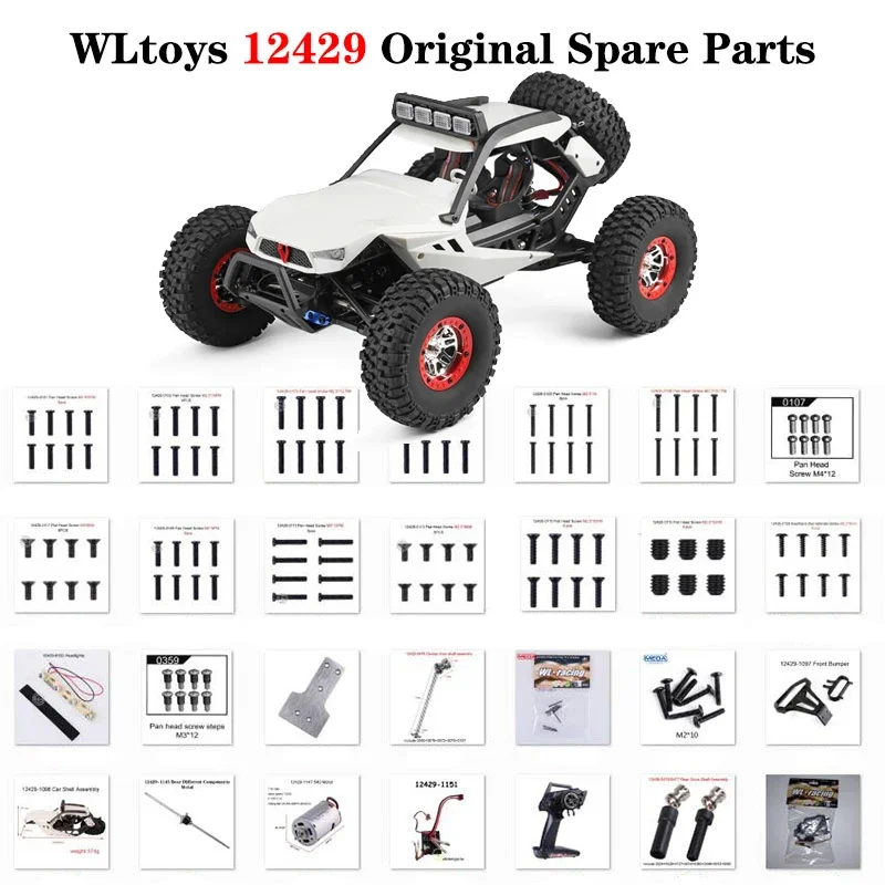 Wltoys 12429 Original Parts 12428 RC Car Spare Part Screw Differential Servo Nut Motor Shell Receiver